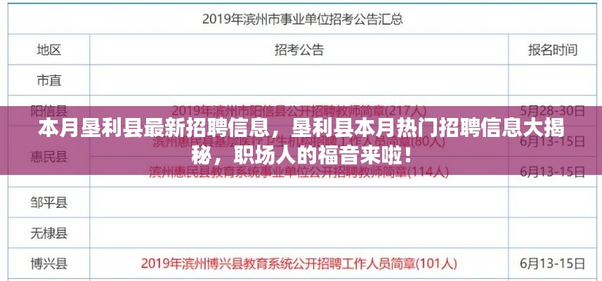 垦利县本月热门招聘信息揭秘，职场人的福音！