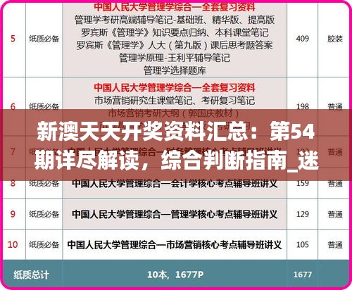 新澳天天开奖资料汇总：第54期详尽解读，综合判断指南_迷你版XHB616.97