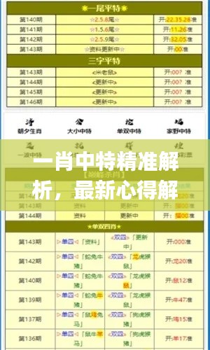 一肖中特精准解析，最新心得解读_SBE983.41自在版