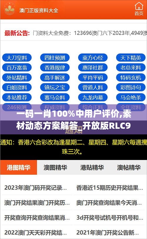 一码一肖100%中用户评价,素材动态方案解答_开放版RLC925.71