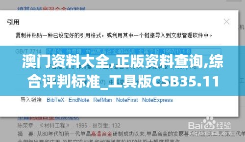 澳门资料大全,正版资料查询,综合评判标准_工具版CSB35.11