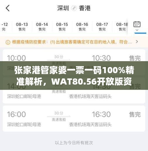 张家港管家婆一票一码100%精准解析，WAT80.56开放版资料详述