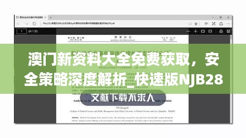 澳门新资料大全免费获取，安全策略深度解析_快速版NJB28.25