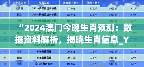 “2024澳门今晚生肖预测：数据资料解析，揭晓生肖信息_YPG465.83”