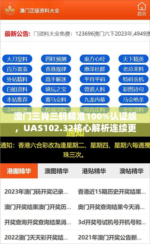 澳门三肖三码精准100%认证版，UAS102.32核心解析连续更新