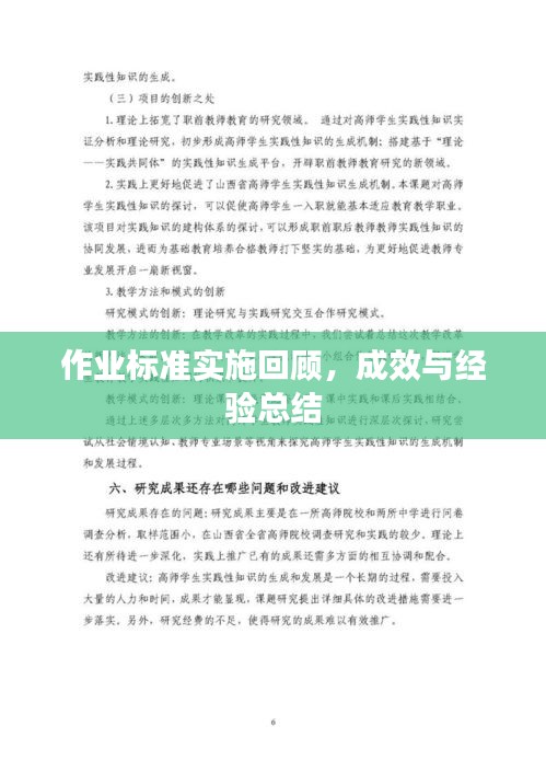作业标准实施回顾，成效与经验总结